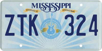MS license plate ZTK324