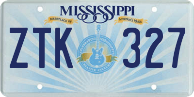 MS license plate ZTK327