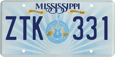 MS license plate ZTK331