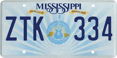 MS license plate ZTK334