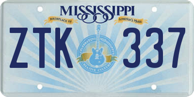 MS license plate ZTK337