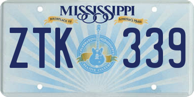 MS license plate ZTK339