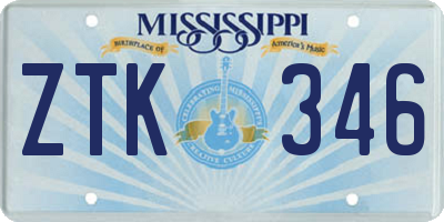 MS license plate ZTK346