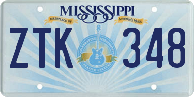 MS license plate ZTK348