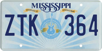 MS license plate ZTK364
