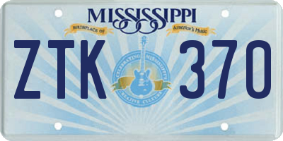 MS license plate ZTK370