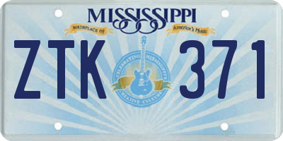 MS license plate ZTK371