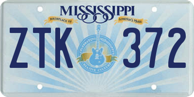 MS license plate ZTK372