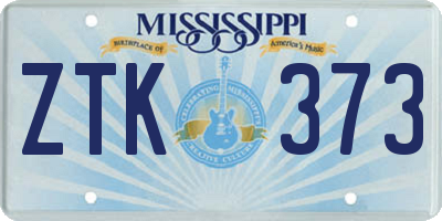 MS license plate ZTK373