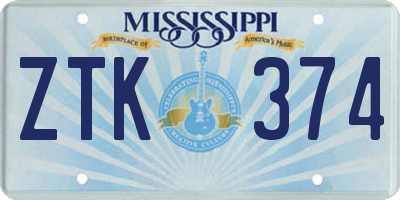 MS license plate ZTK374