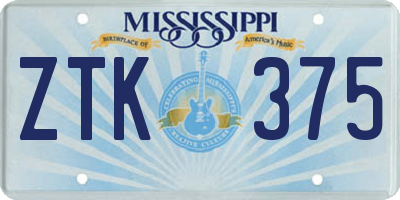 MS license plate ZTK375