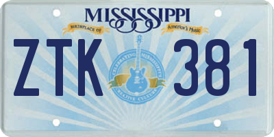 MS license plate ZTK381