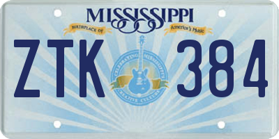 MS license plate ZTK384