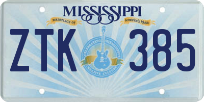 MS license plate ZTK385