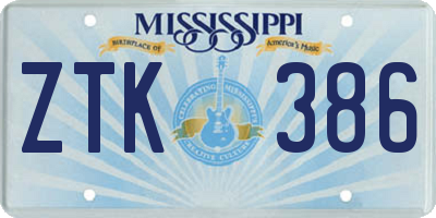 MS license plate ZTK386