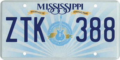 MS license plate ZTK388