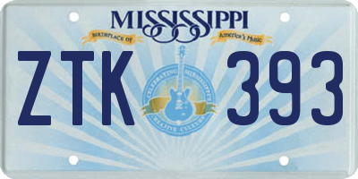 MS license plate ZTK393