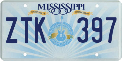 MS license plate ZTK397