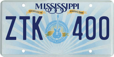MS license plate ZTK400