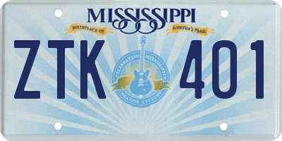 MS license plate ZTK401
