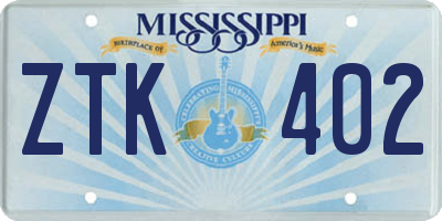 MS license plate ZTK402