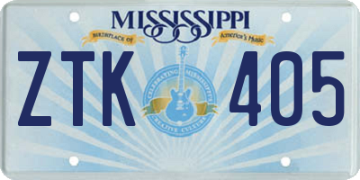 MS license plate ZTK405
