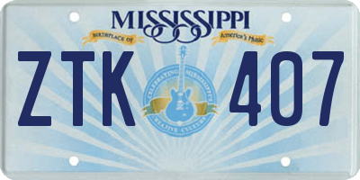 MS license plate ZTK407
