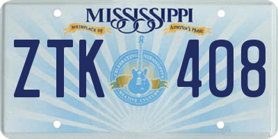 MS license plate ZTK408