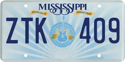 MS license plate ZTK409