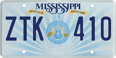 MS license plate ZTK410