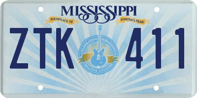 MS license plate ZTK411