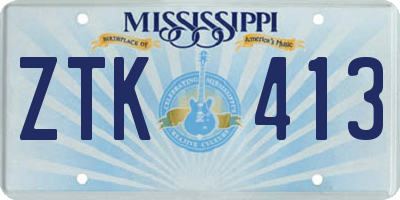 MS license plate ZTK413