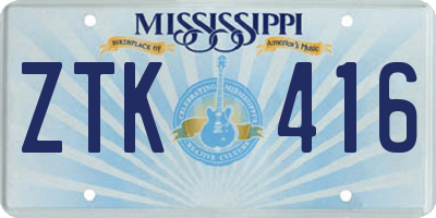 MS license plate ZTK416
