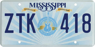 MS license plate ZTK418