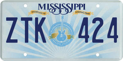 MS license plate ZTK424