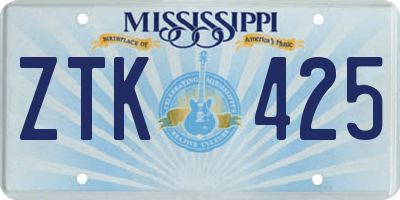 MS license plate ZTK425