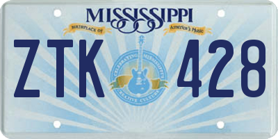 MS license plate ZTK428