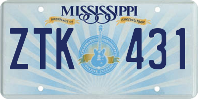 MS license plate ZTK431