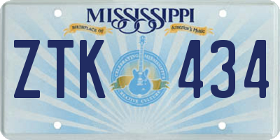 MS license plate ZTK434