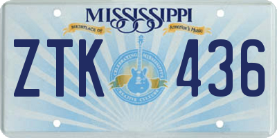 MS license plate ZTK436