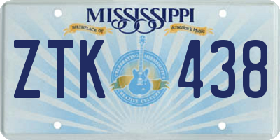 MS license plate ZTK438