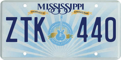 MS license plate ZTK440