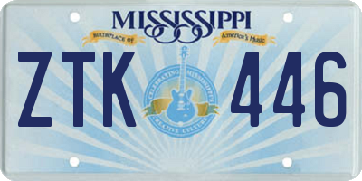 MS license plate ZTK446
