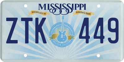 MS license plate ZTK449