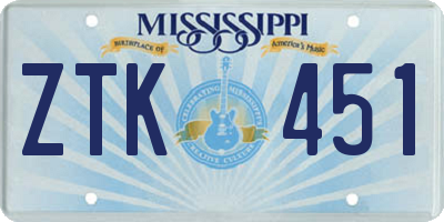 MS license plate ZTK451