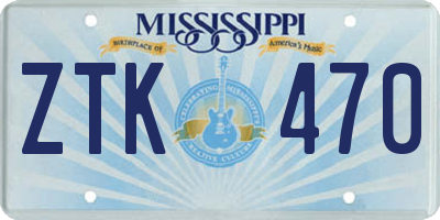MS license plate ZTK470