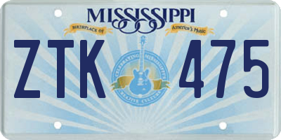 MS license plate ZTK475