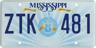 MS license plate ZTK481