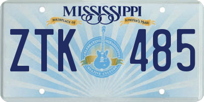 MS license plate ZTK485