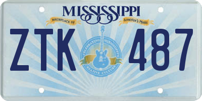 MS license plate ZTK487